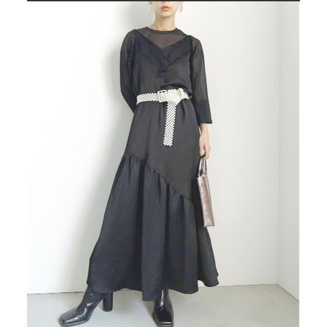 Ameri VINTAGE(アメリヴィンテージ)のアメリヴィンテージ　LADY LAYERED CAMI DRESSブラック レディースのワンピース(ロングワンピース/マキシワンピース)の商品写真