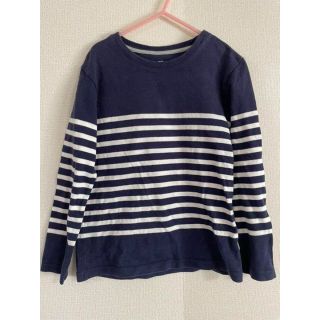 ユニクロ(UNIQLO)のセール 美品 ユニクロ 長袖Tシャツ ボーダー 130 ネイビー ホワイト(Tシャツ/カットソー)