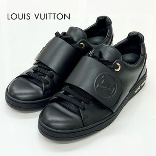 ルイヴィトン(LOUIS VUITTON)の3375 ヴィトン フロントロー ロゴ レザー スニーカー ブラック(スニーカー)
