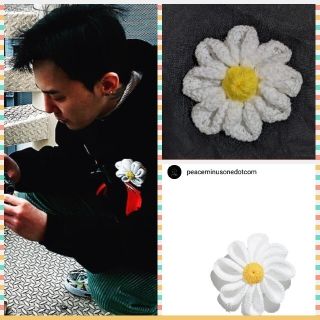 🌼デイジー 編み編み コサージュ ブローチ バッジ🌼G-DRAGON ジヨン