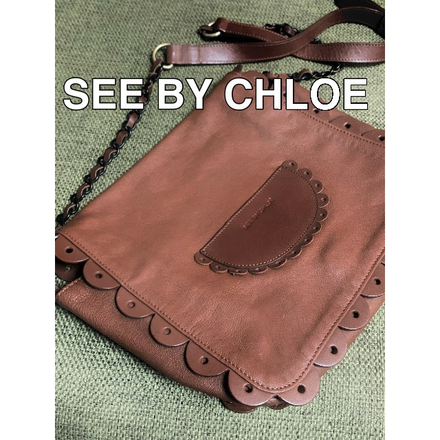 SEE BY CHLOE(シーバイクロエ)の良品☆SEE BY CHLOE クロエ ショルダーバック レザー 革 ブラウン レディースのバッグ(ショルダーバッグ)の商品写真