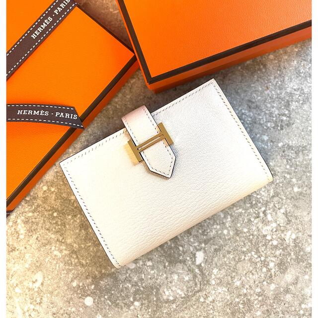 HERMES【人気色】カードケース べアン　ナタ　ゴールド金具　エルメス