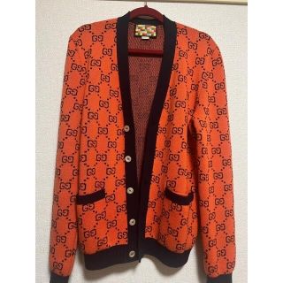 GUCCI グッチ カーディガン オレンジ 赤 メンズ 刺繍-