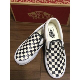 ヴァンズ(VANS)のVANS スリッポン チェッカー柄ラメ入り 白✖️黒 23.5cm 新品未使用(スリッポン/モカシン)