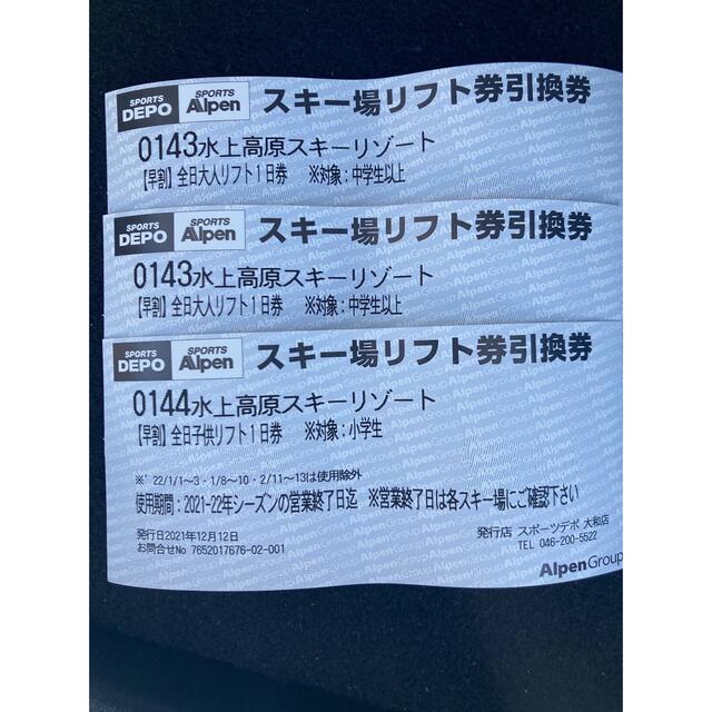 ↑1枚でだそうです水上高原スキーリゾート　リフト1日券　引換券