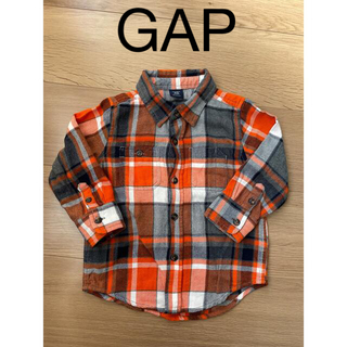 ベビーギャップ(babyGAP)のGAP チェックシャツ オレンジ 90(Tシャツ/カットソー)