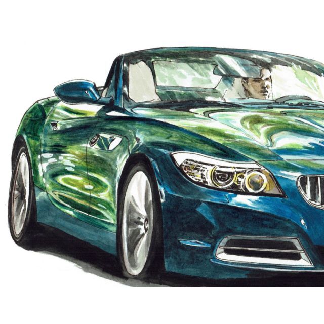 BMW(ビーエムダブリュー)のGC-582 BMW M1/Z4限定版画サイン有額装済作家平右ヱ門 エンタメ/ホビーの美術品/アンティーク(絵画/タペストリー)の商品写真