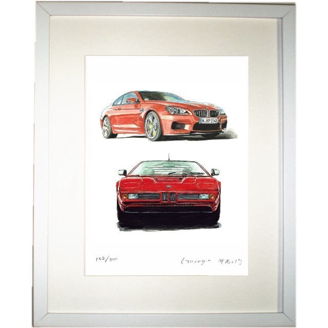 BMW - GC-584 BMW M1/M6限定版画サイン有額装済作家平右ヱ門