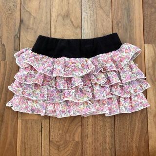 ハッシュアッシュ(HusHush)のHusHusH シフォンフリル花柄スカート 100 女の子 春夏 美品(スカート)