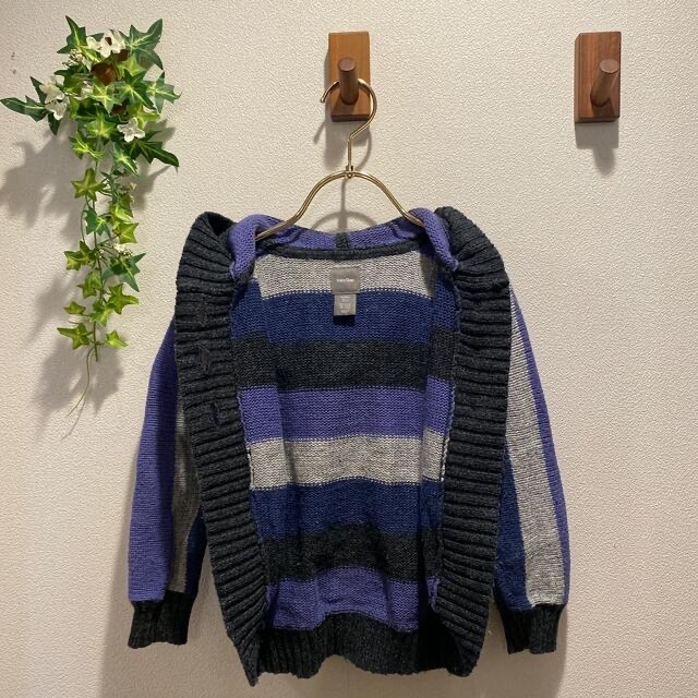 babyGAP(ベビーギャップ)の23【USED⭐︎美品⭐︎】95cm ボーダーカーデ キッズ/ベビー/マタニティのキッズ服女の子用(90cm~)(カーディガン)の商品写真