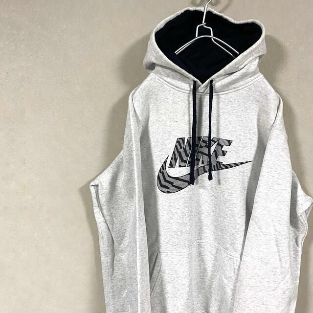 【希少品】NIKE ナイキ パーカー　ゼブラ　霜降り　大きいサイズ　センターロゴ