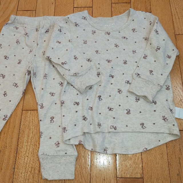 ピマコットン　長袖肌着上下 90サイズ　水通しのみです キッズ/ベビー/マタニティのキッズ服女の子用(90cm~)(下着)の商品写真