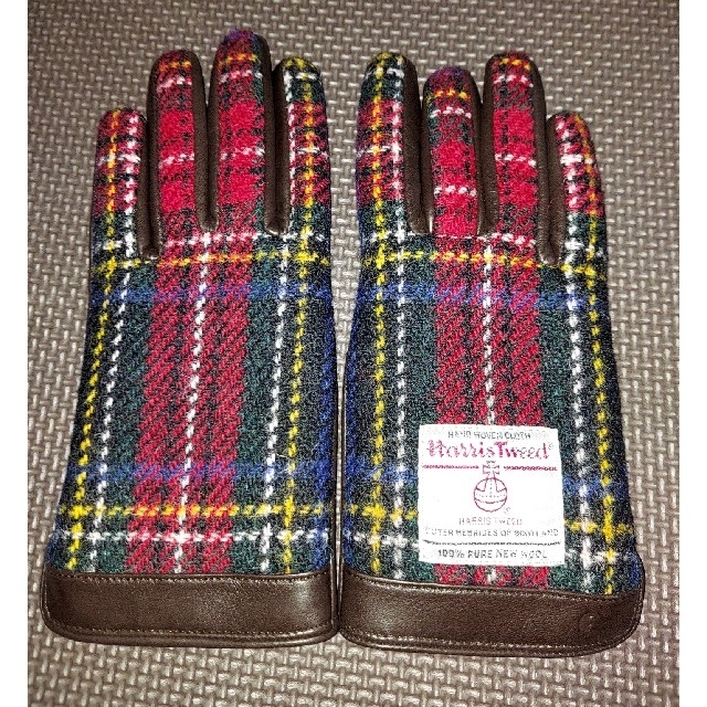 Harris Tweed(ハリスツイード)の新品 ハリスツイード 手袋 チェックBR レディースのファッション小物(手袋)の商品写真