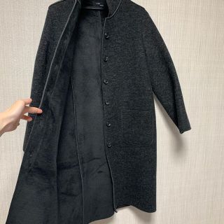 新品 裏起毛 グレー コート シンプル 無地 着痩せ アウター 秋冬コーデ