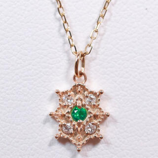 Ache K10 YG ダイヤモンド 0.04 緑石 ネックレス