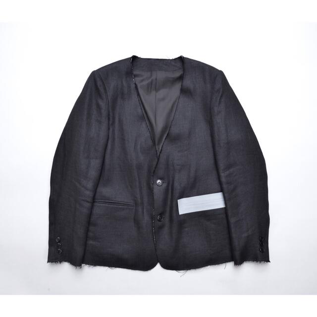 大人気定番商品 kolor - kudos LINEN NO COLLAR JACKET BLACK 20ss
