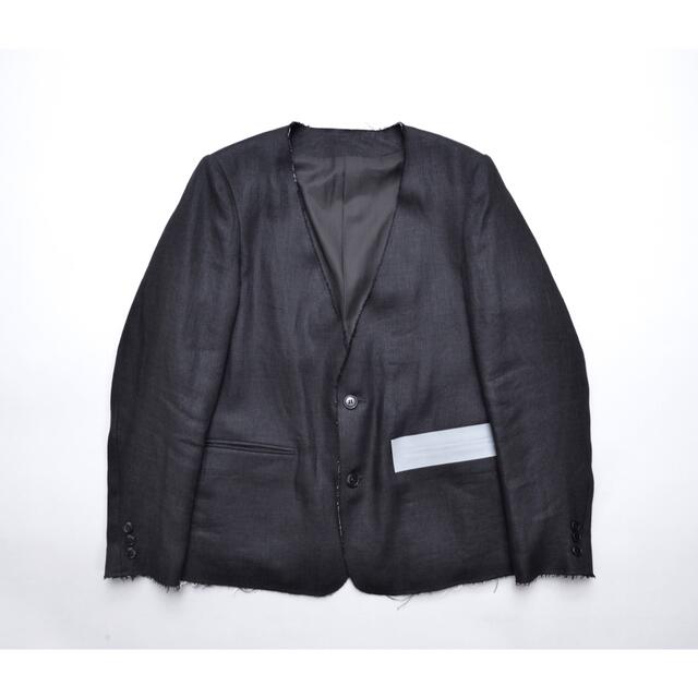 kudos LINEN NO COLLAR JACKET BLACK 20ss