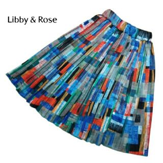 スプレイ(SpRay)の美品　libby&rose　プリーツスカート　個性的　総柄　カラフル　スカーフ(ひざ丈スカート)