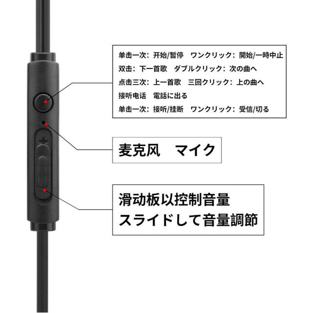 ハイレゾ 重低音 有線イヤフォン  カナル型 軽量 ブラック ローズゴールド スマホ/家電/カメラのオーディオ機器(ヘッドフォン/イヤフォン)の商品写真