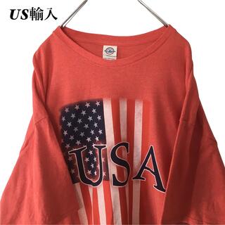 【US輸入】90s DELTA Tシャツ USA 星条旗 ビッグサイズ 2XL(Tシャツ/カットソー(半袖/袖なし))