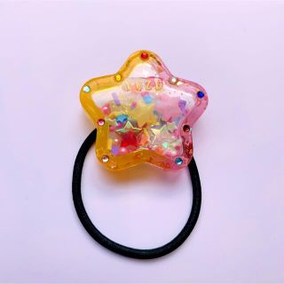 名入れヘアゴム ハンドメイド レジン キッズ アクセサリー キラキラ(ヘアアクセサリー)