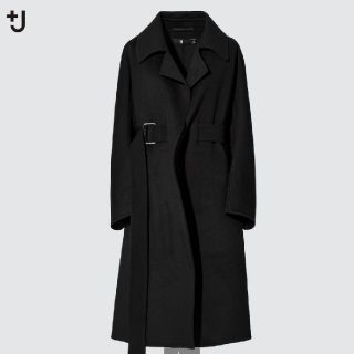 ユニクロ(UNIQLO)のUNIQLO＋J カシミアブレンドラップロングコート BLACK L(ロングコート)