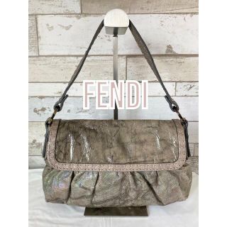 フェンディ(FENDI)の【良品】FENDI フェンディ パテントレザー ハンドバッグ ショルダー グレー(ショルダーバッグ)