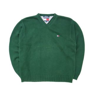 トミーヒルフィガー(TOMMY HILFIGER)の90s ビンテージ トミーヒルフィガー Vネック ニット セーター 古着 メンズ(ニット/セーター)