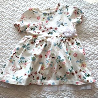 プチバトー(PETIT BATEAU)のプチバトー　花柄　ワンピース　半袖　12m 74cm(ワンピース)