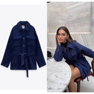 ザラ(ZARA)のベルト テクスチャー シャツジャケット ZARA (テーラードジャケット)