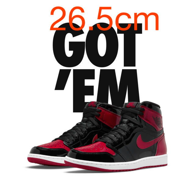 スニーカー新品未使用 NIKE JORDAN 1 Patent Bred 26.5cm