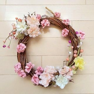 2点セット！春の造花リース＆貝殻のナチュラルリース(リース)