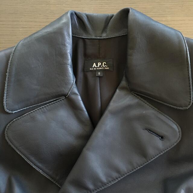 APC ロングコート レザー ネイビー