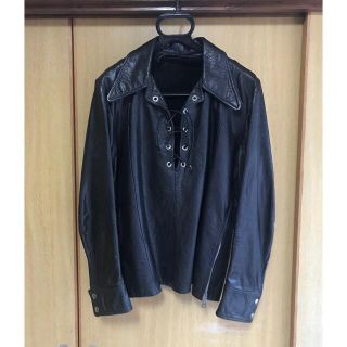 サンローランパリ 16SS 412855 Y5NQ1 レースアップアロハダブルレザージャケット メンズ 46