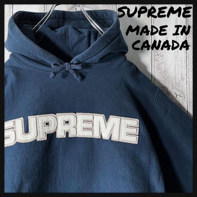 Supreme   カナダ製シュプリーム 刺繍 レザーロゴ スウェット