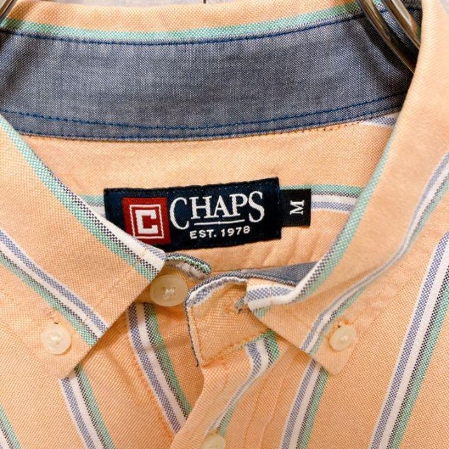 CHAPS(チャップス)のCHAPS チャップス　長袖シャツ　オレンジ　ストライプ　ワンポイント　刺繍　M メンズのトップス(シャツ)の商品写真