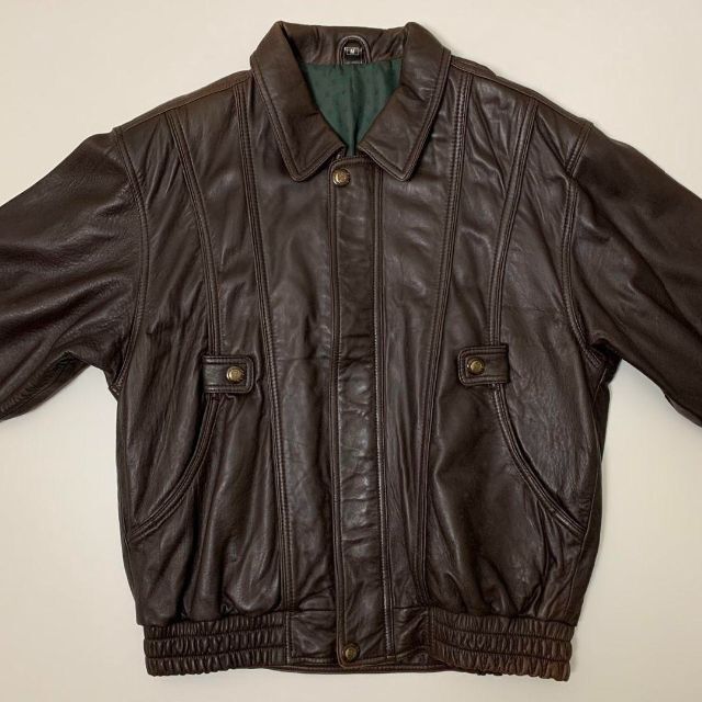 レア【vintage】ラムレザージャケット ライダース ブルゾン ダーク