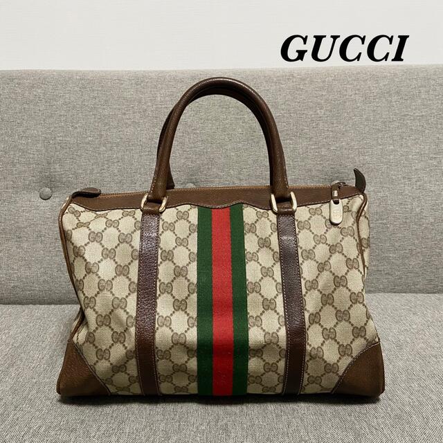 状態考慮】GUCCI ミニボストン ハンドバッグ シェリーライン