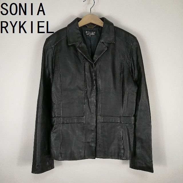 ソニアリキエル レザージャケット SONIA RYKIEL 黒 羊革 ラム M