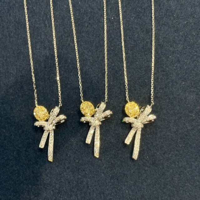 国内発送】 リボンモチーフ 天然ダイヤモンドネックレスk18 ネックレス