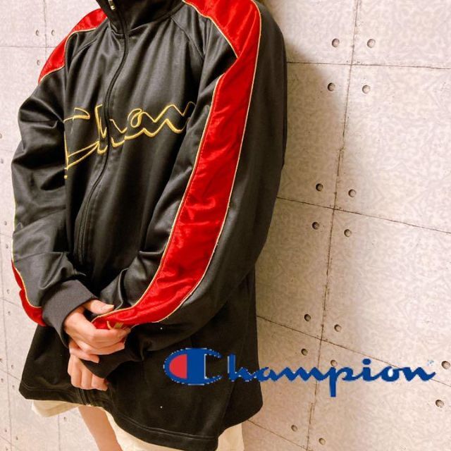 Champion - champion トラックトップ ジャージ 黒 赤 ブラック Champion - champion トラックトップ ジャージ 黒 赤 ブラック