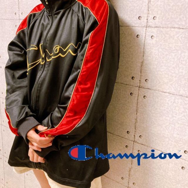 Champion - champion トラックトップ ジャージ 黒 赤 ブラック レッド ...