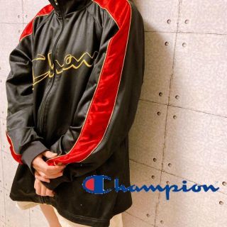 チャンピオン(Champion)のchampion トラックトップ　ジャージ　黒　赤　ブラック　　レッド　Oサイズ(ジャージ)