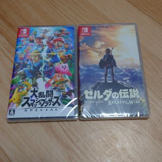 ニンテンドースイッチ(Nintendo Switch)の【新品未開封】スマッシュブラザーズ、ゼルダの伝説２本セット(家庭用ゲームソフト)