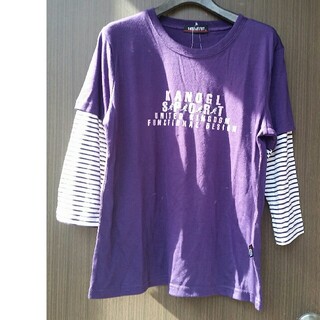 KANOGL ロゴミス 七分丈Tシャツ　紫+紫白ストライプ　Lサイズ(Tシャツ(長袖/七分))