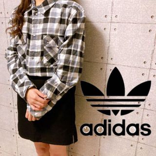 アディダス(adidas)のadidas アディダス　長袖シャツ　チェク　白　黒　ブラック　ホワイト　XL(シャツ)