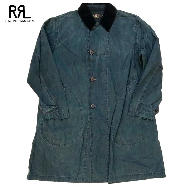 RRL(ダブルアールエル)のRRL USED加工 高級インディゴコットンナイロンデニムエンジニアコート L メンズのジャケット/アウター(その他)の商品写真