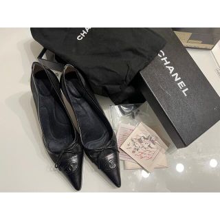 シャネル(CHANEL)のシャネル　メッシュリボン パンプス36 1/2 付属品あり(ハイヒール/パンプス)