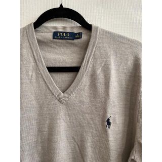 ポロラルフローレン(POLO RALPH LAUREN)の【美品】POLO　ウールクルーネックセータ Vネック　グレー　175cm/96A(ニット/セーター)