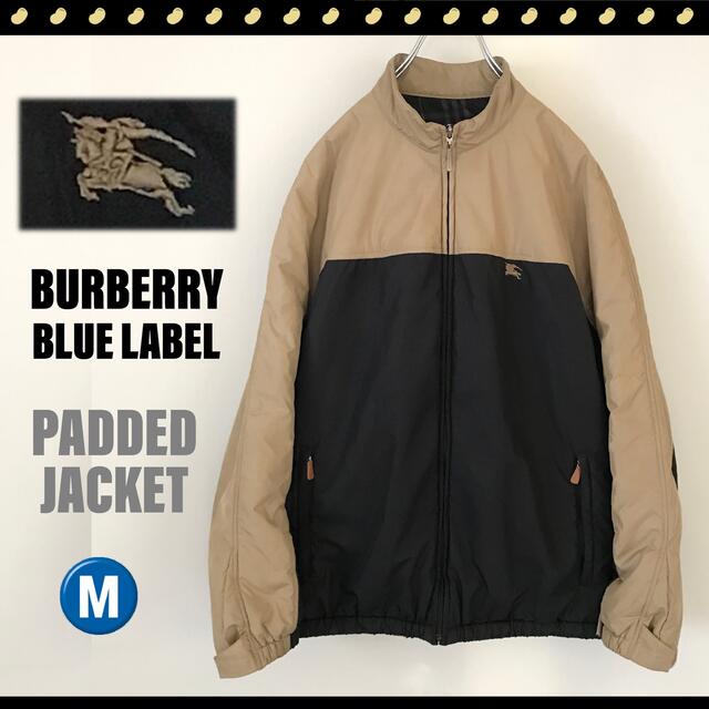 BURBERRY BLUE LABEL(バーバリーブルーレーベル)のバーバリー★ブルーレーベル★バデッドジャケット★バイカラー★刺繍ロゴ★中綿JKT メンズのジャケット/アウター(ナイロンジャケット)の商品写真